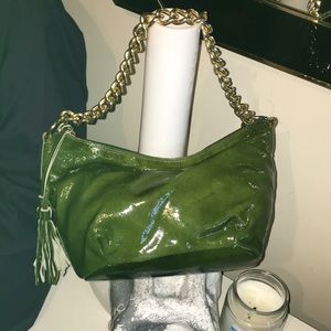 Olive Green Patent Hobo